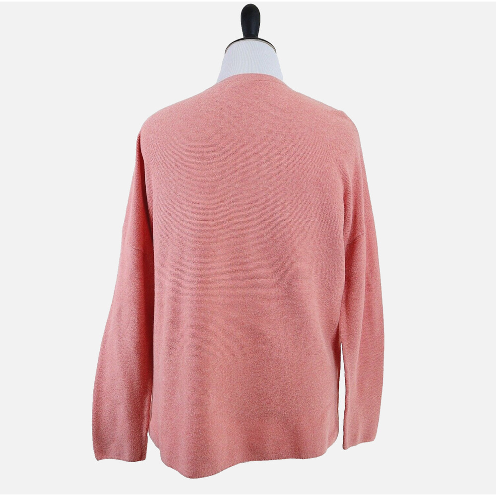 J Jill Size M Cotton Fine Knit Sweater Drop Shoulder Peach Pink - Picture 4 of 9